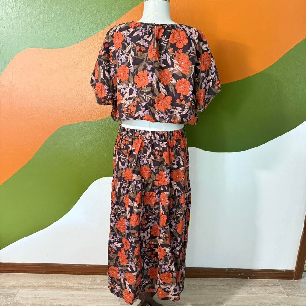 Haute Hippie 100% Linen boho resort cottage Skirt Crop Top Set Sz M maxi midi - Picture 3 of 8